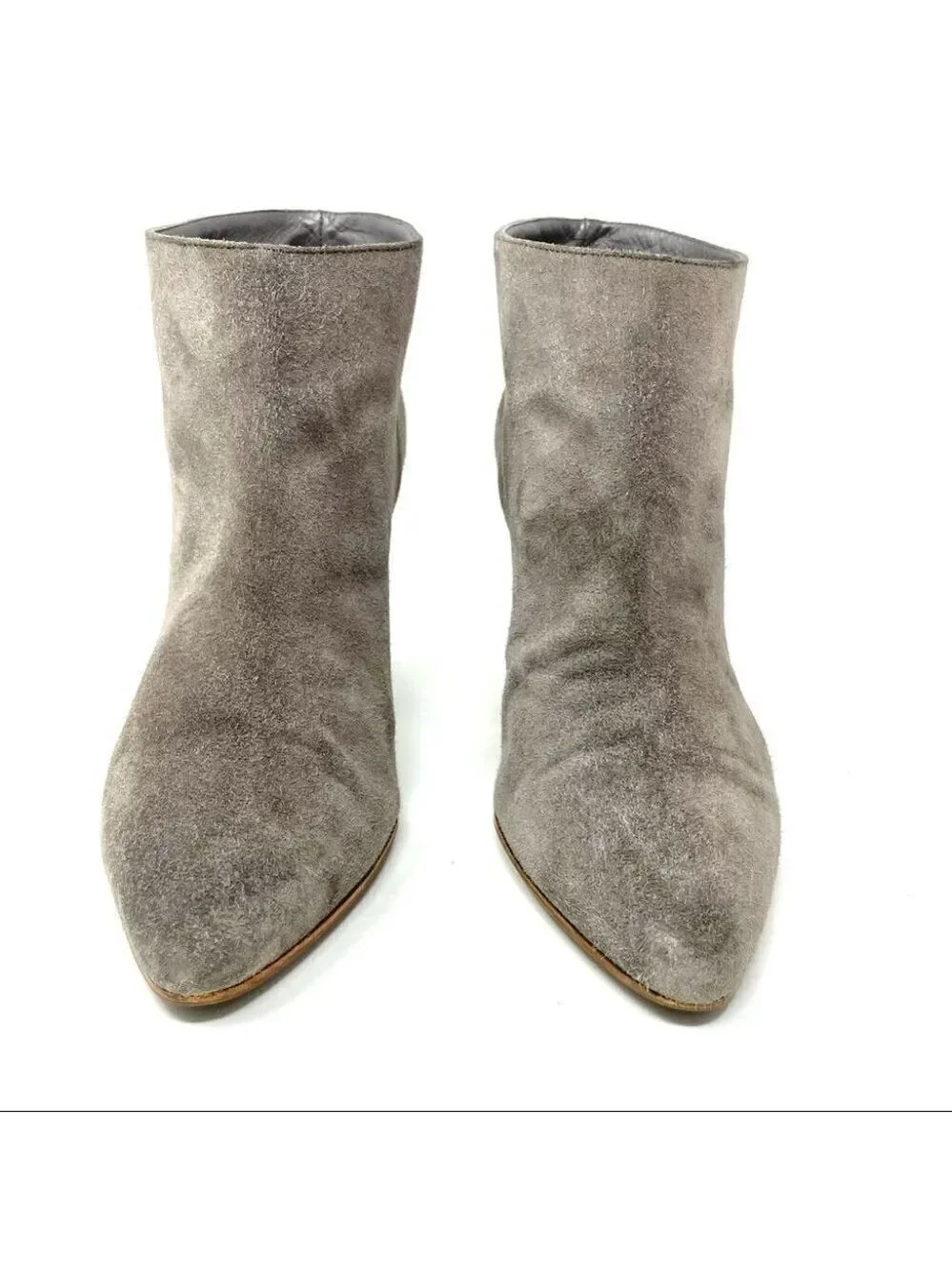 * Sergio Rossi Elephant Grey Suede Block Heel Ankle Boots Size 35.5/ 5.5